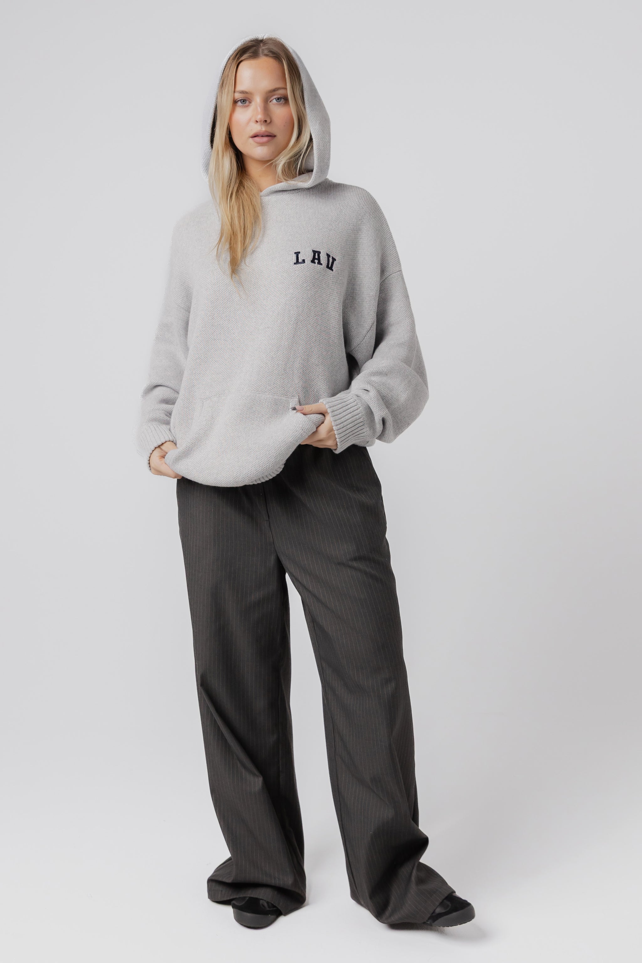 Knit Hoodie | Light Grey Melange – LA Vintage