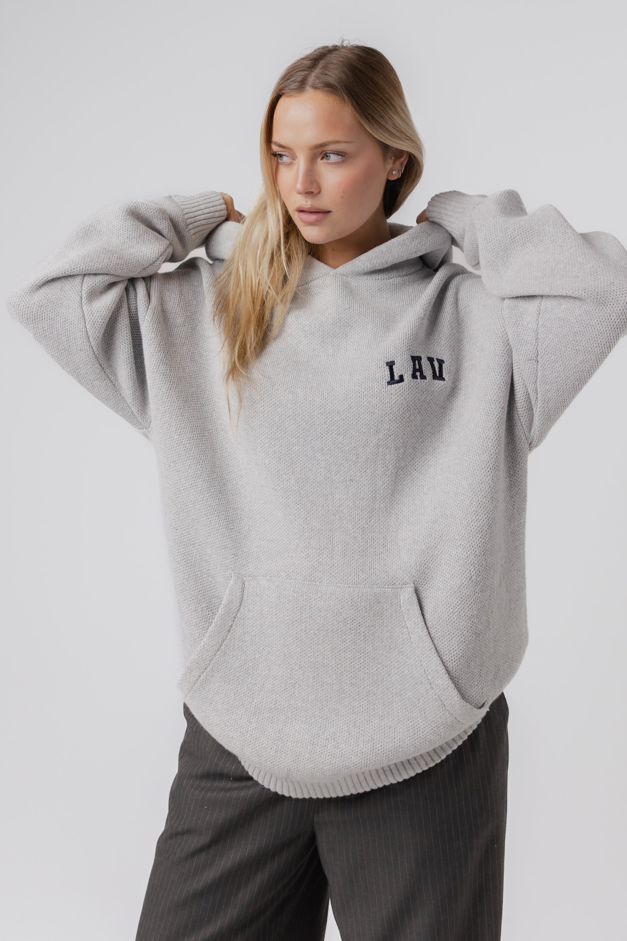 Knit Hoodie | Light Grey Melange – LA Vintage