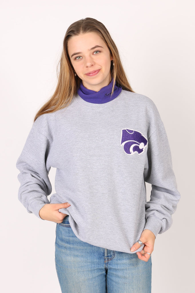 American University Vintage Kansas State University Roll Neck Sweatshirt L
