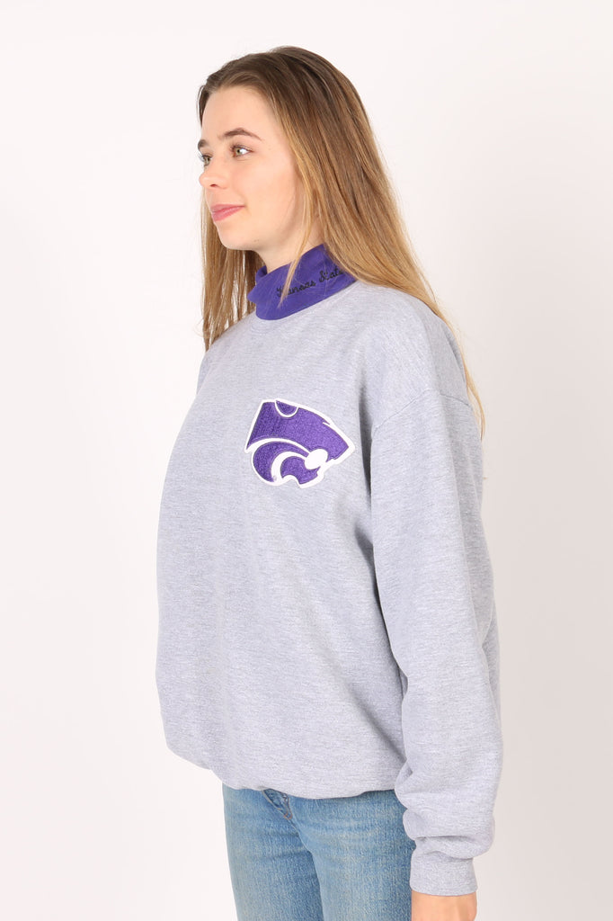 American University Vintage Kansas State University Roll Neck Sweatshirt L