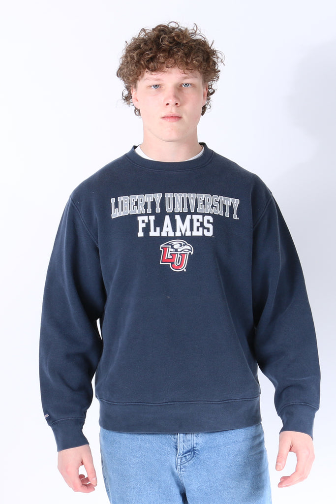 American University Vintage Liberty University Flames Crewneck L